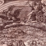 Jupiter riding in his chariot driven by eagles.